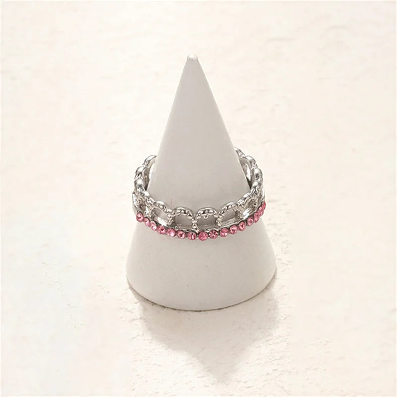 Ensemble De 3 Anneaux Coeur en Zircon
