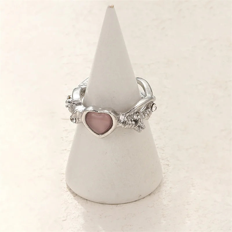 Ensemble De 3 Anneaux Coeur en Zircon