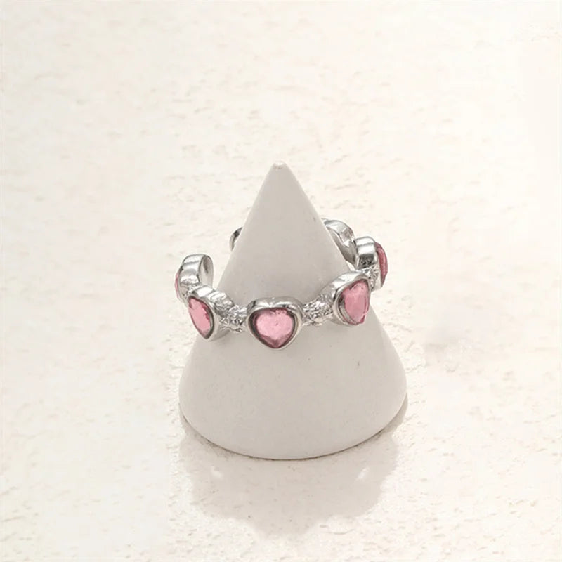 Ensemble De 3 Anneaux Coeur en Zircon
