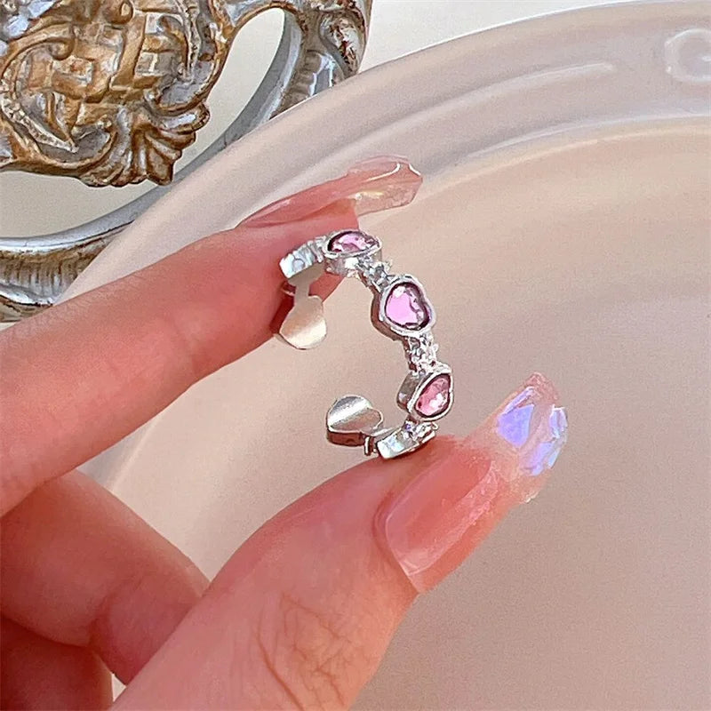 Ensemble De 3 Anneaux Coeur en Zircon